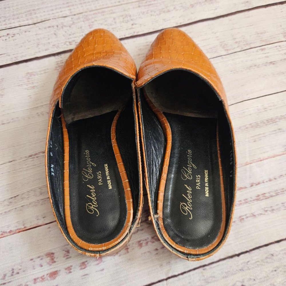 Robert Clergerie Alice Reptile Leather Mules Womens 39.5 Slides - Picture 2 of 7